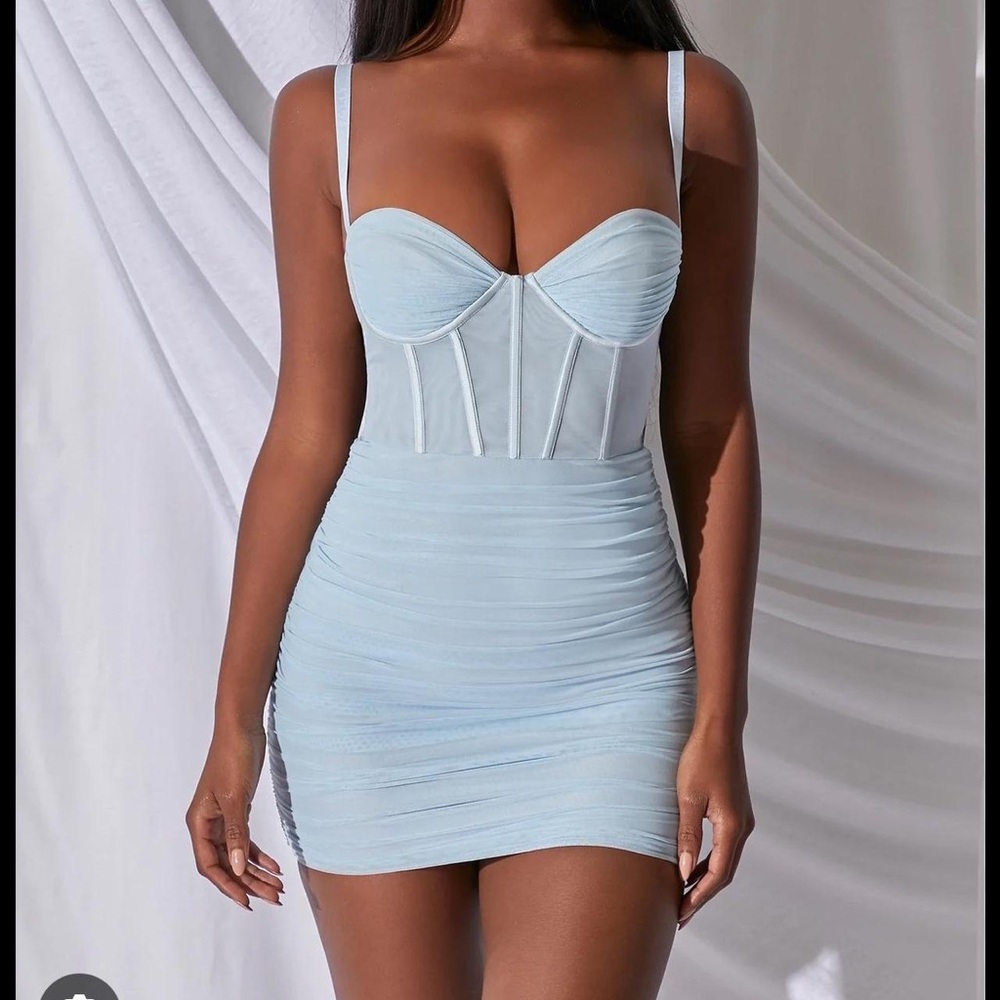 Oh Polly Underwired corset mini dress in blue